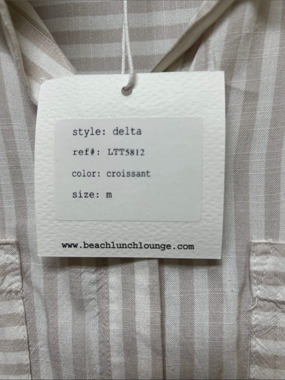 beachlunchlounge Beige and White Striped Short-Sleeve Button-Up Shirt - Picture 3 of 6